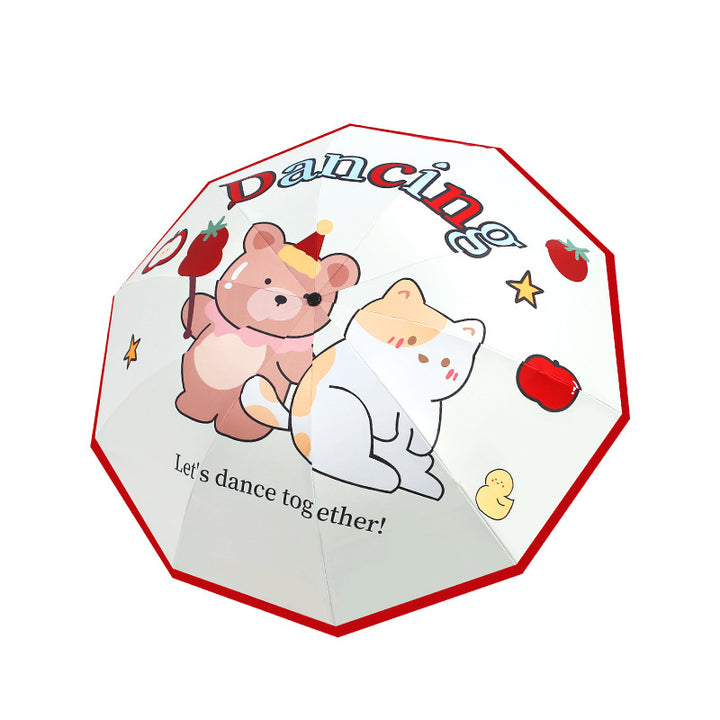 Women's Creative Folding Umbrella with Cute Bear Design Bowlift