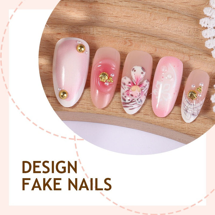Creative acrylic nail set with elegant flower and glitter accents Bowlift