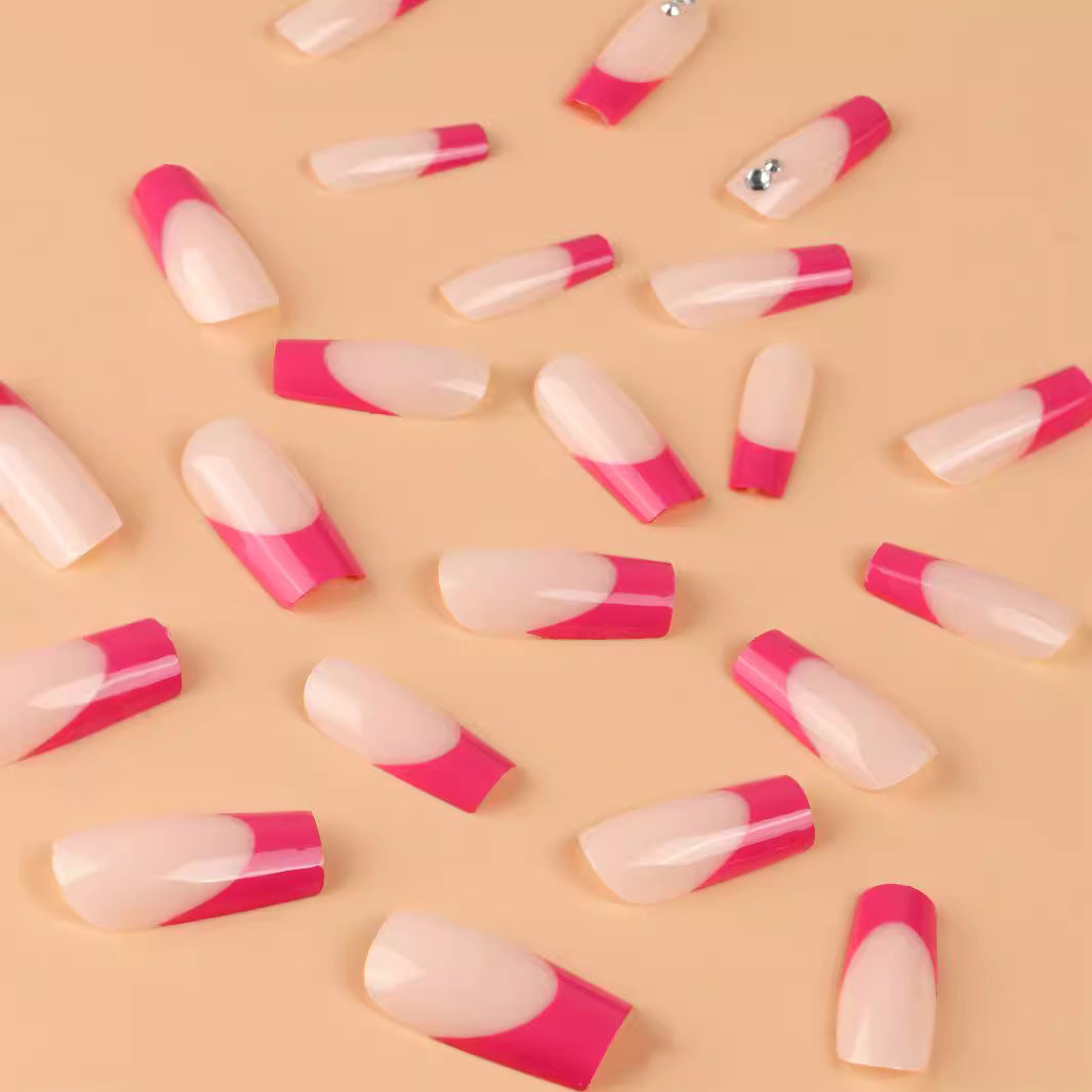 Elegant Almond-Shaped Nail Extensions with Rhinestone Accents Bowlift