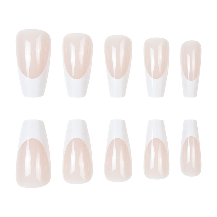 French Tip Long Press-On Nails Bowlift