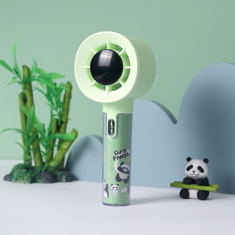 Cooling portable rechargeable handheld misting fan with cute panda print Bowlift