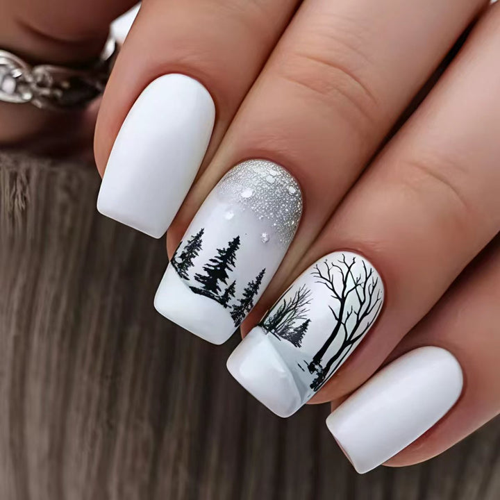 Artistic Winter Landscape Nail Art Bowlift