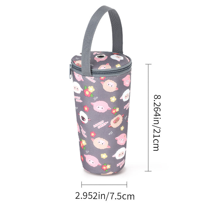 Insulated Thermal Bottle Carrier with Top Handle and Playful Dinosaur Print Bowlift