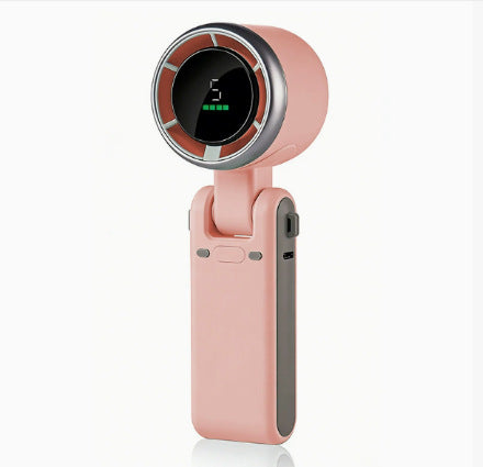 Unisex nan foldable bladeless hand fan with digital battery indicator adjustable tilting head USB-C charging port Bowlift