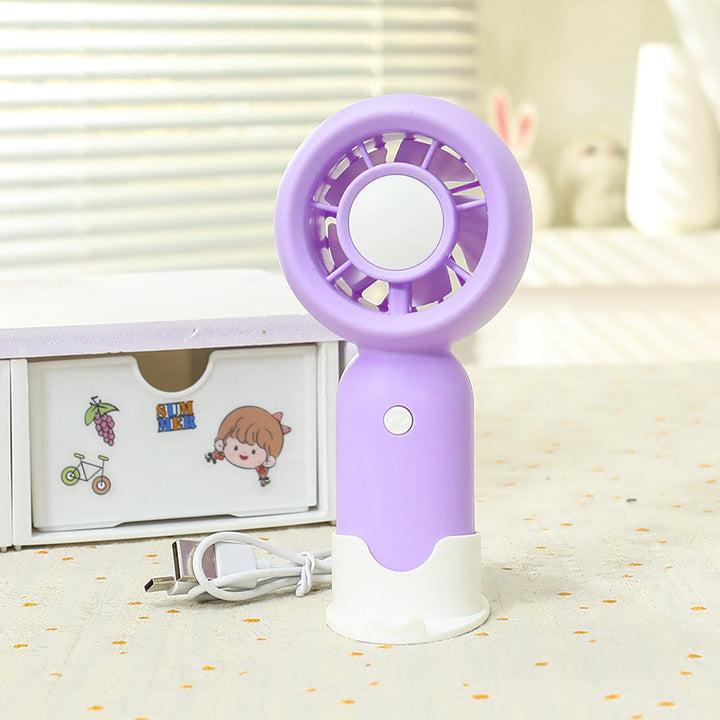 Women Handheld Mini-Fan with USB Charging Function and Ergonomic Design Bowlift