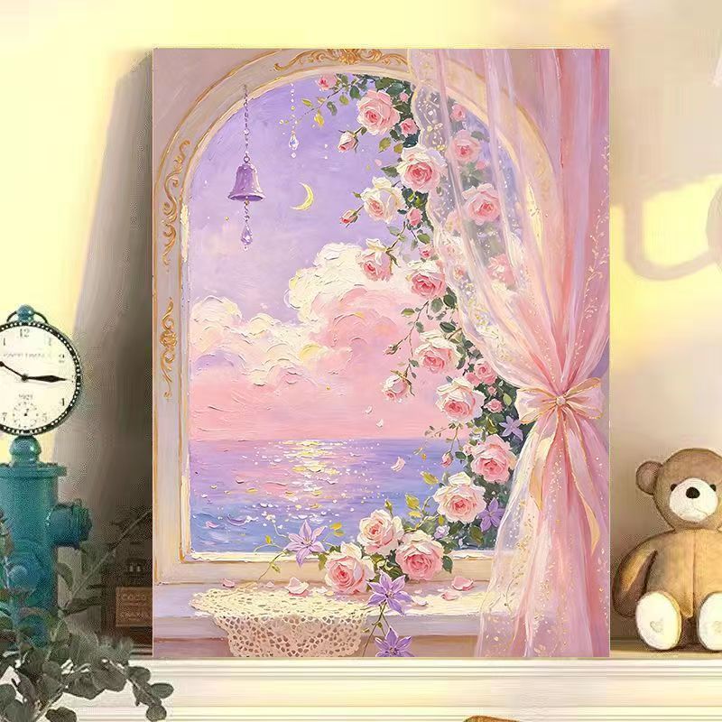 Romantic Floral Landscape Canvas Art Bowlift