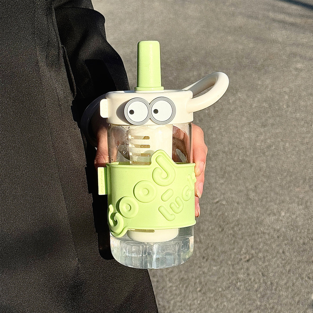 Women's water bottle with interactive straw and emotion Bowlift
