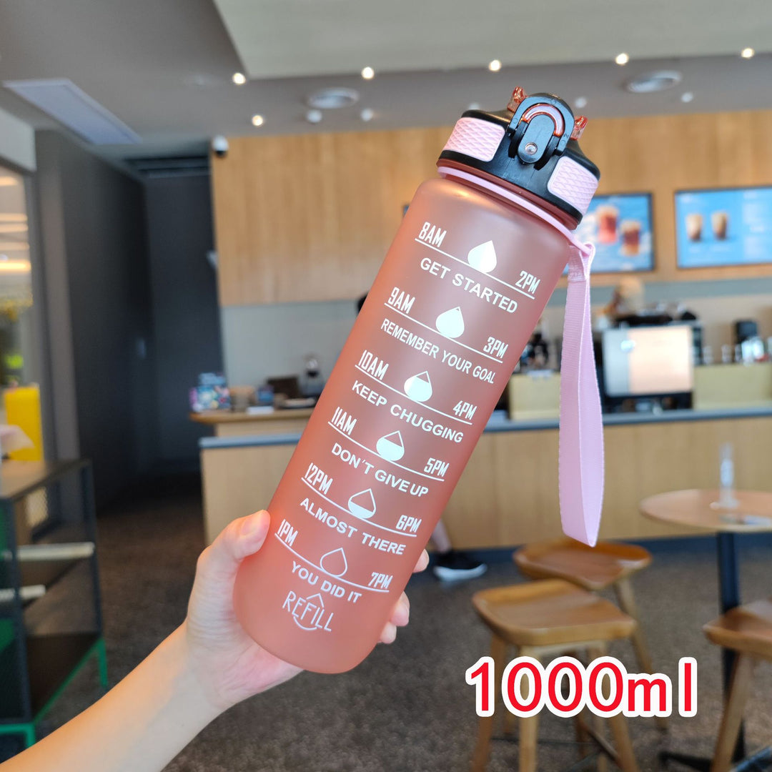 Ladies motivating water bottle with time markings Bowlift