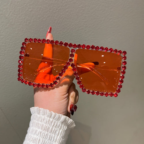 Women's Oversized Sunglasses with Sparkling Rhinestone Frame Bowlift