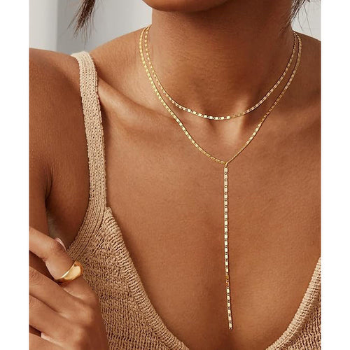 Layered Rhinestone Drop Necklace Bowlift