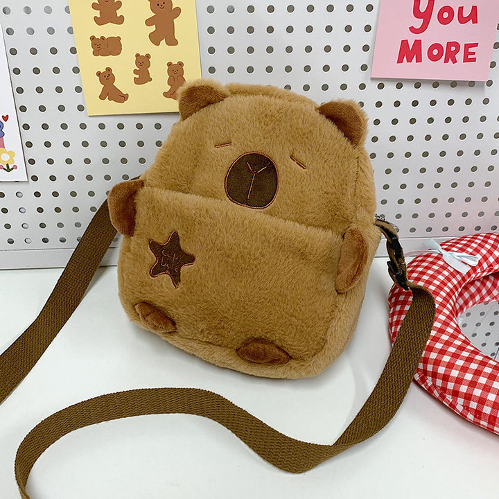 Plush Bear Face Mini Crossbody Bag