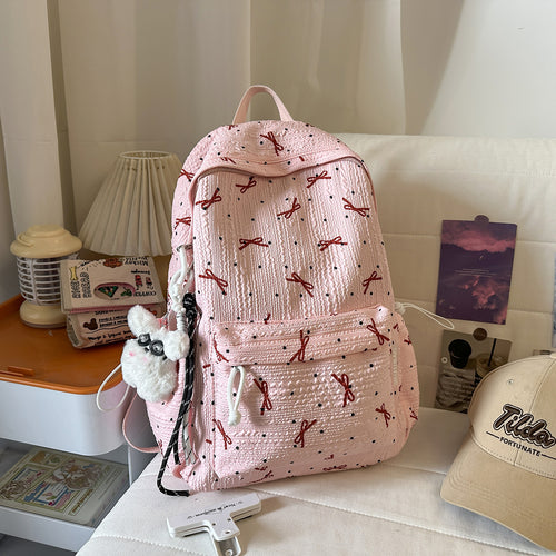 Cute Bow Patterned Backpack