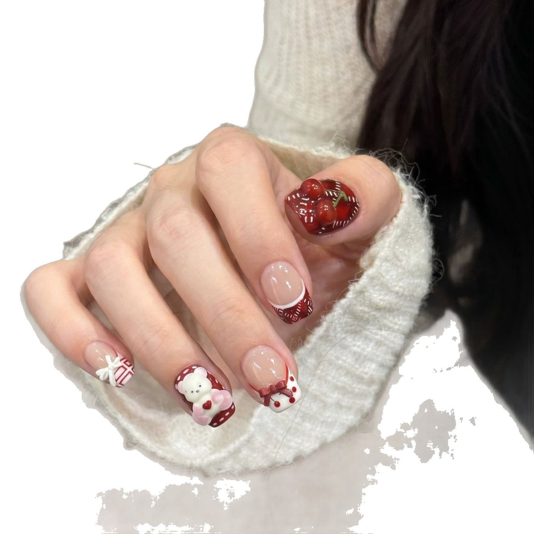 Whimsical Dessert-Themed Press-On Nail Art Set Bowlift