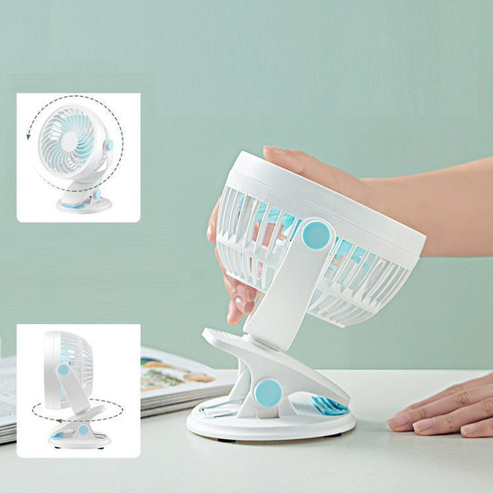 Unisex portable table fan with rechargeable battery and clip mount tiltable fan head Bowlift