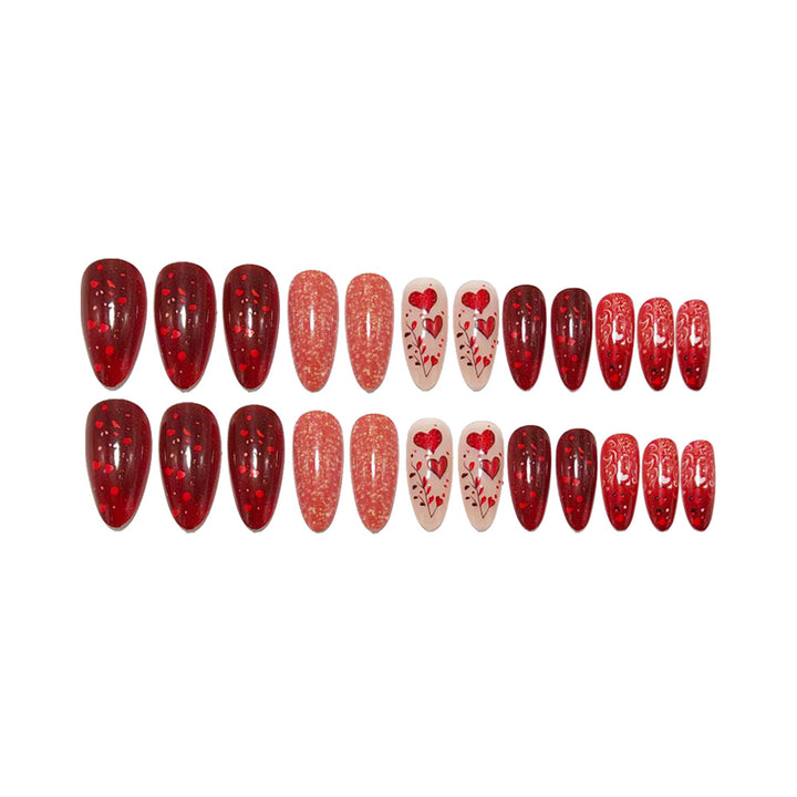 Artificial nails with Romantic Heart Design Bowlift