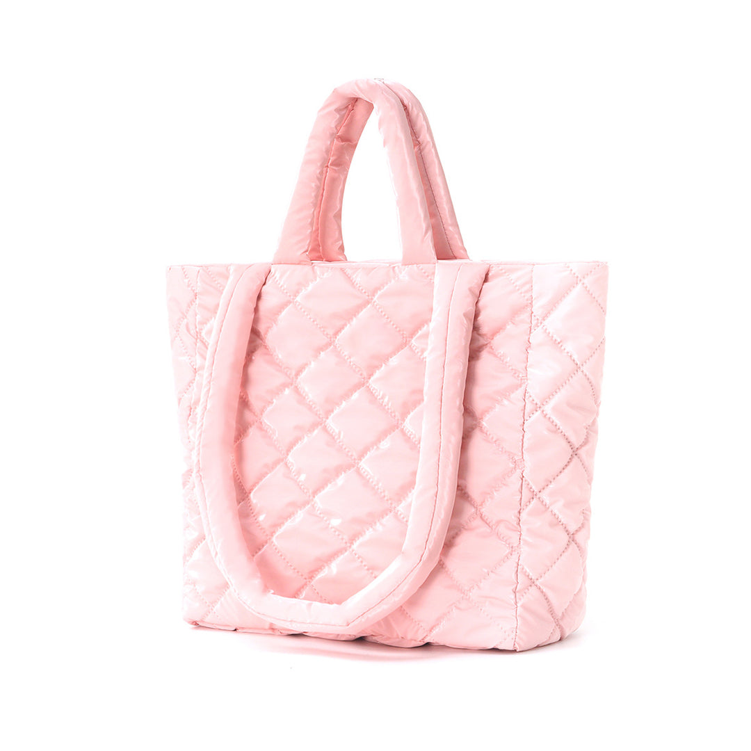 Padded Tote Bag in Modern Check Design Bowlift