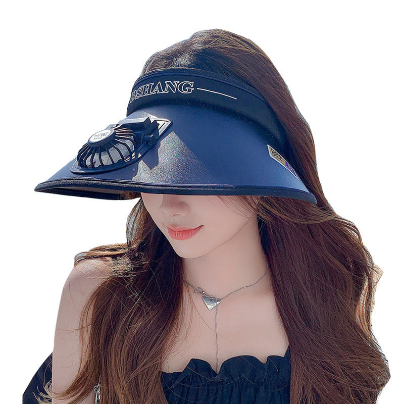 Breathable sun visor for with integrated, quietly running fan and adjustable headband Bowlift