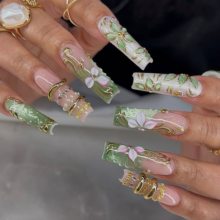 Artistic Luxury Press-On Nail Art Set Bowlift