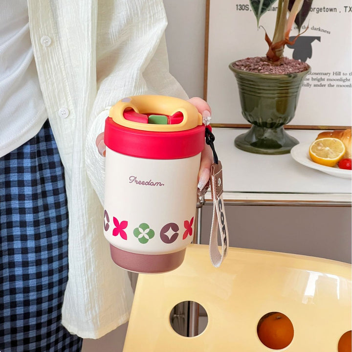 Ladies Thermos Mug with Elegant Gold Rim Bowlift