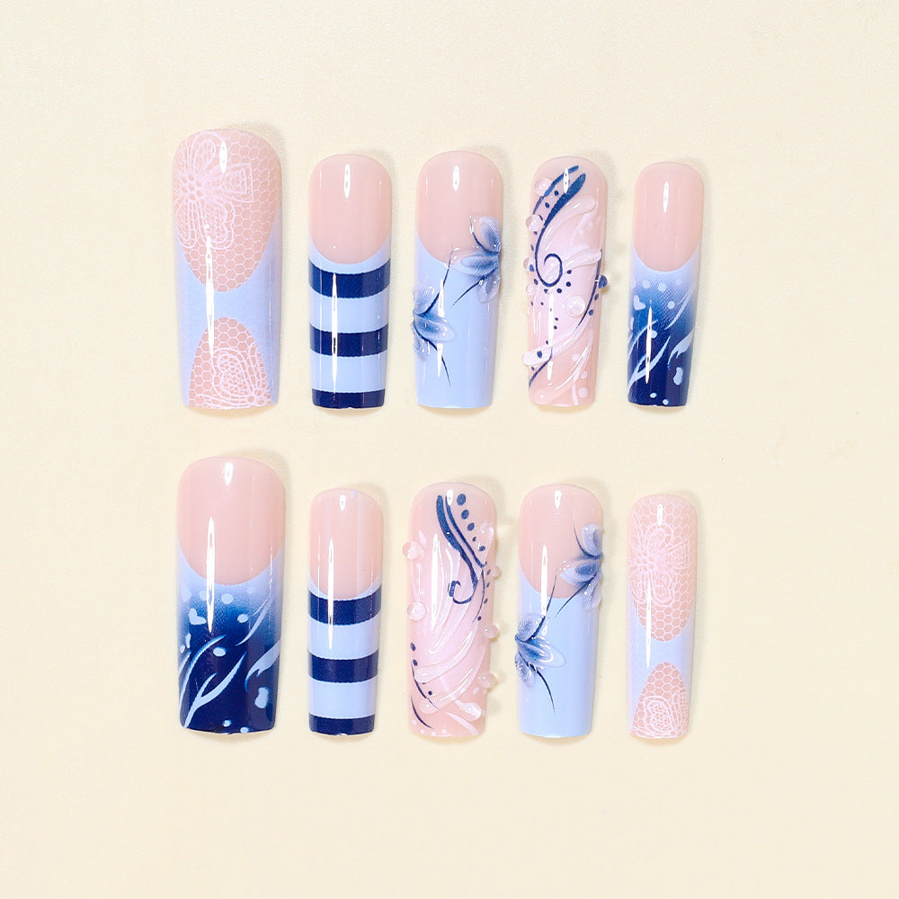 Artistic Nail Design Set with Ocean-Inspired Accents Bowlift