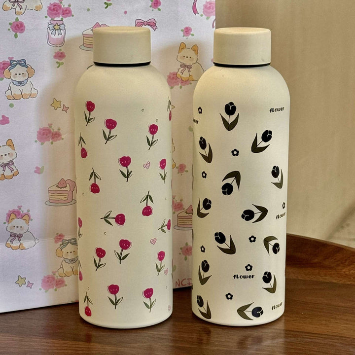 Ladies insulated drinking bottle with elegant floral design Bowlift