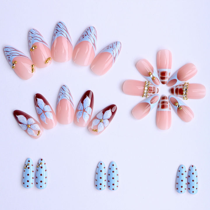 Artificial nails with creative floral and geometric designs Bowlift