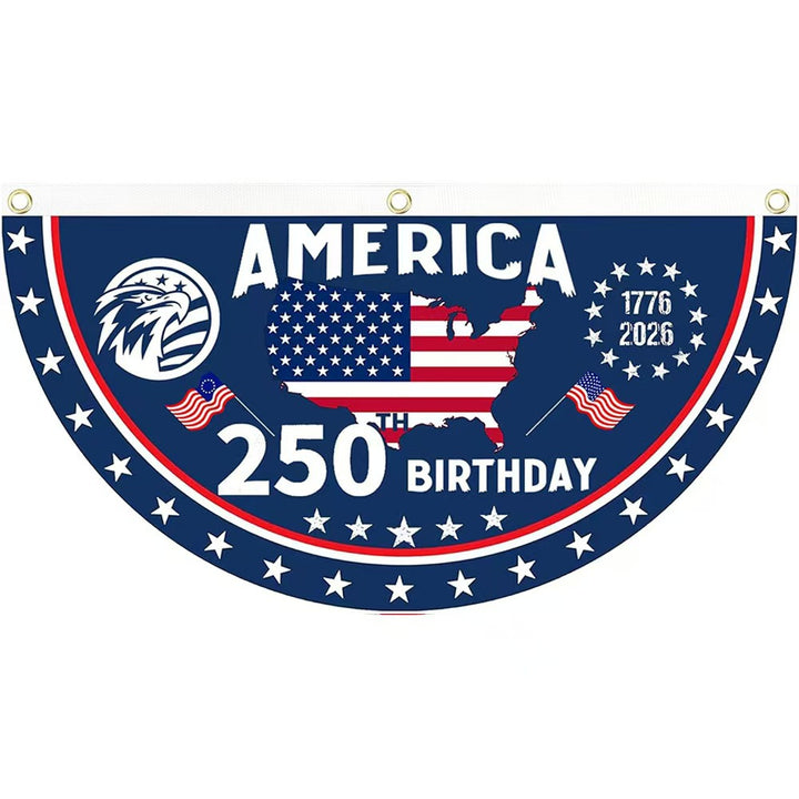 Unisex half-circle banner made of weatherproof polyester with metal eyelets and reinforced seams Bowlift