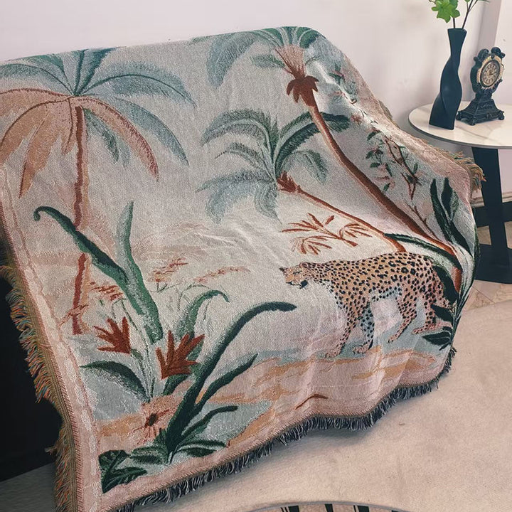Tropical Wildlife Pattern Throw Blanket