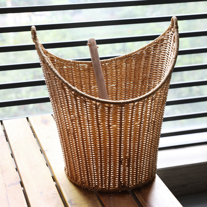 Ladies Natural Basket with Wooden Handle Bowlift