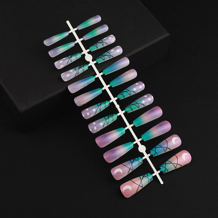 Artificial nails with star and moon design Bowlift