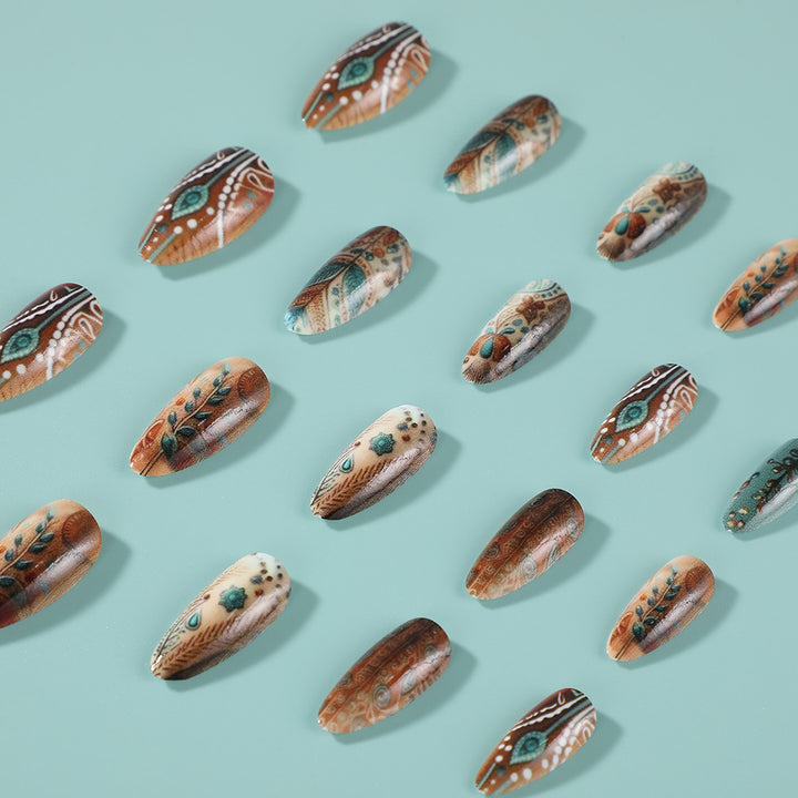Artificial nails in ethnic design Bowlift