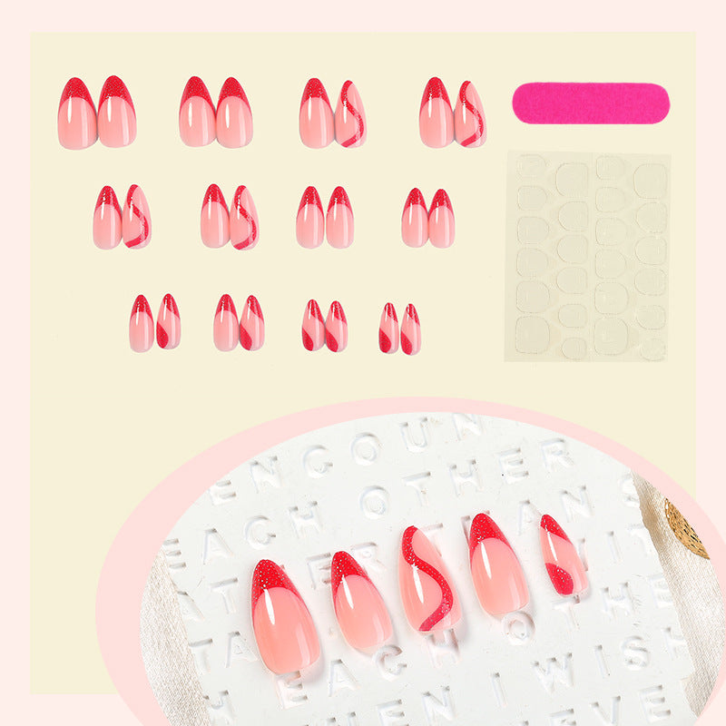 Acrylic nail set with modern tips and glitter accents Bowlift
