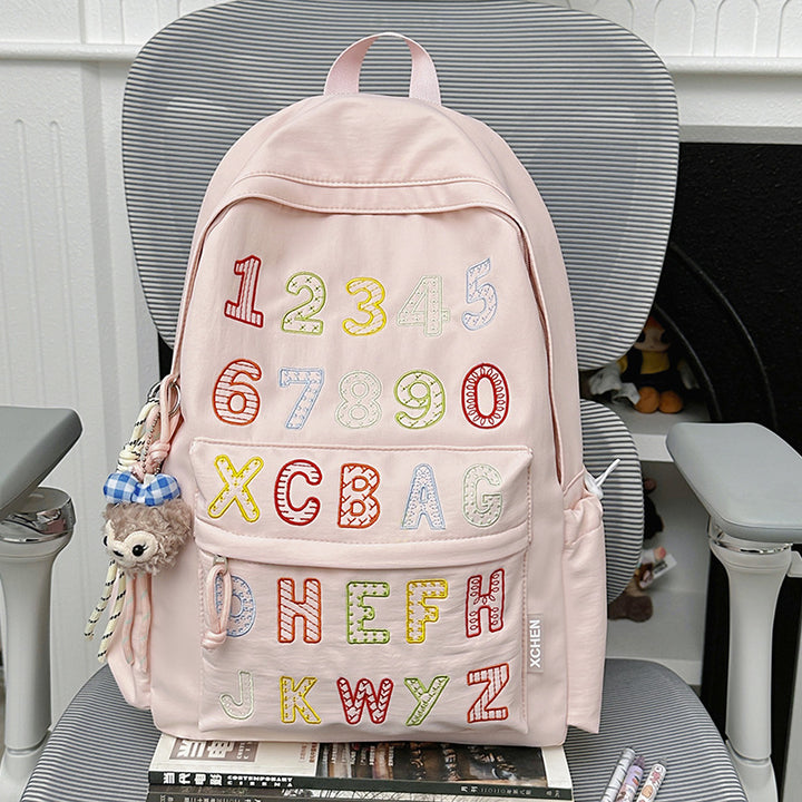 Playful Alphabet Embroidered Backpack