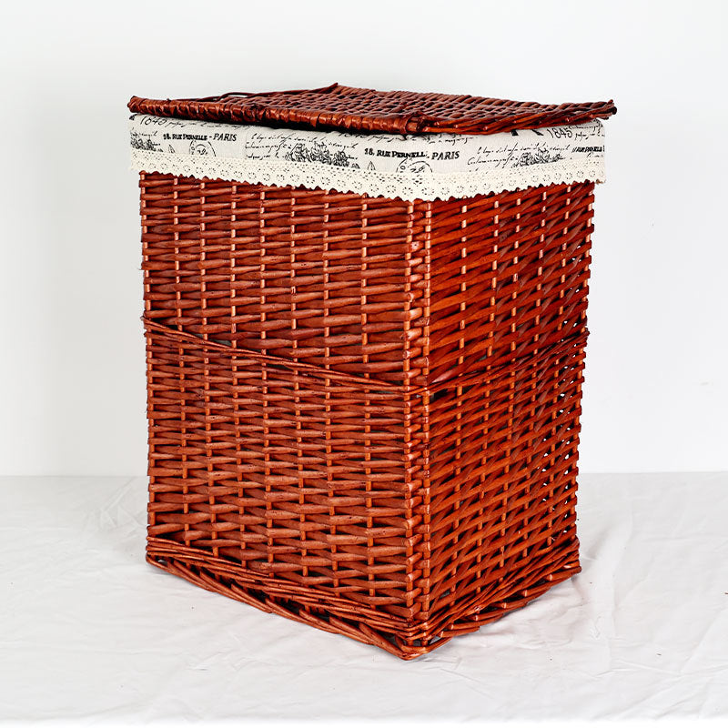Women's laundry basket with decorative fabric cover and practical lid Bowlift