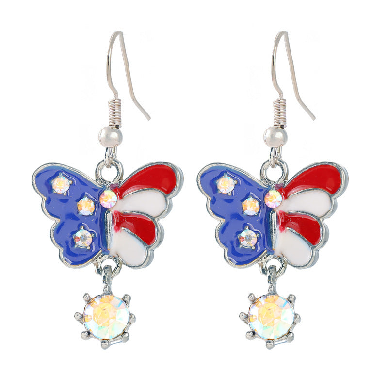 Women's nan patriotic horseshoe enamel dangle earrings with star-accented design and fishhook findings Bowlift