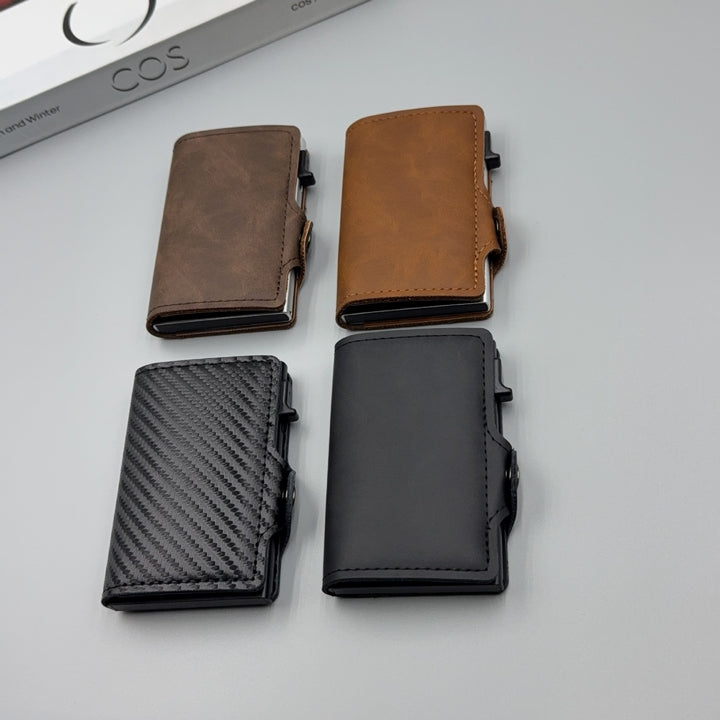 Carbon-Texture RFID Blocking Slim Card Wallet with Belt Clip Bowlift