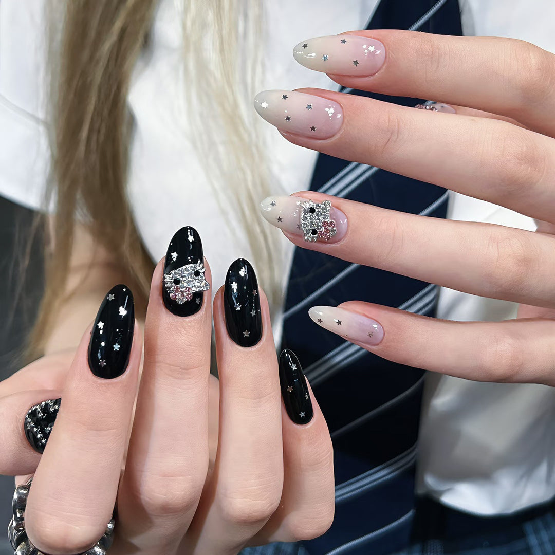 Elegant Starry Night Art Press-On Nail Set Bowlift