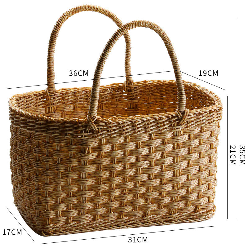 Unisex Handwoven Shopping Basket with Two Handles Bowlift