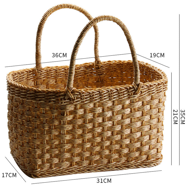 Unisex Handwoven Shopping Basket with Two Handles Bowlift