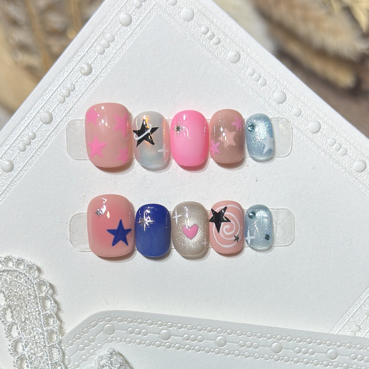 Decorative Nail Art Set with Star and Heart Accents Bowlift
