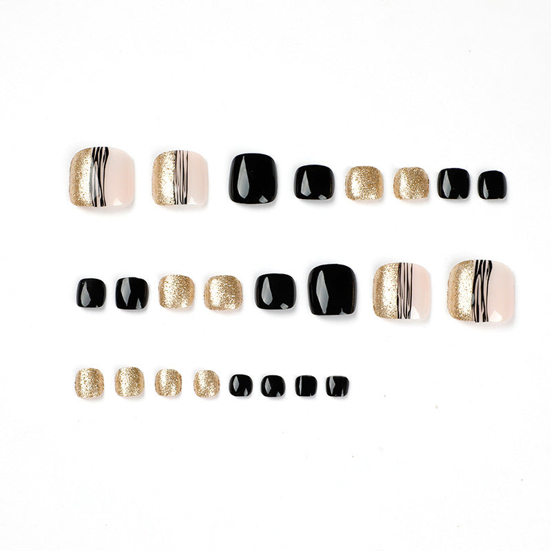 Exquisite toenail art with glitter and stripe design Bowlift