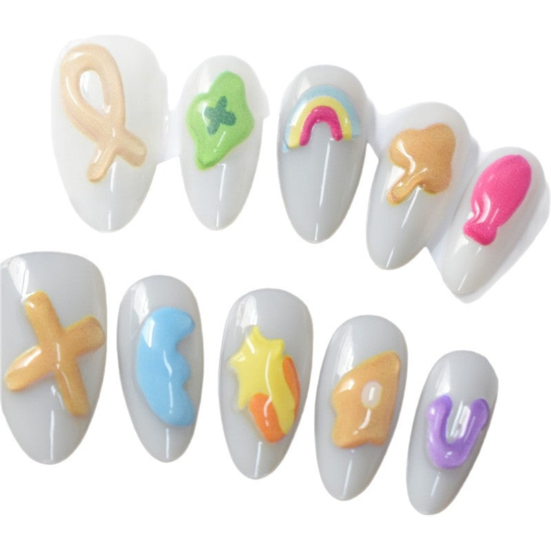 Artistic Cartoon-Themed Press-On Nail Art Set Bowlift