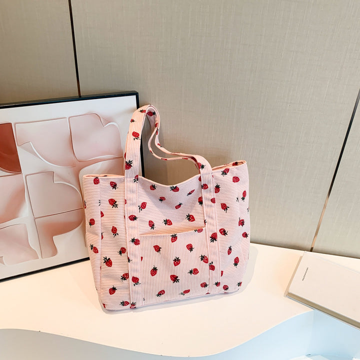 WoStylish Corduroy Shopping Tote Bowlift