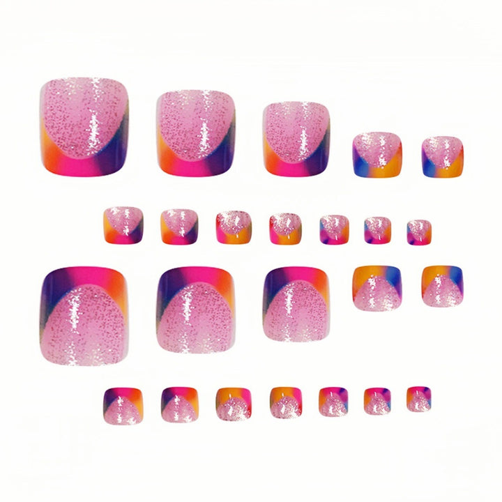 Vibrant Geometric Press-On Toe Nails Bowlift