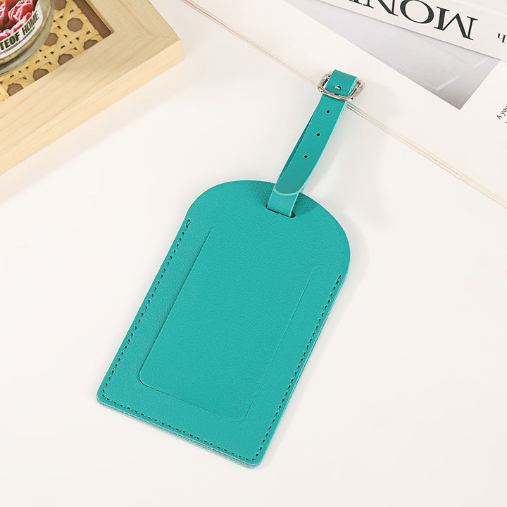 premium vegan leather luggage tag with adjustable buckle and clear ID window Bowlift