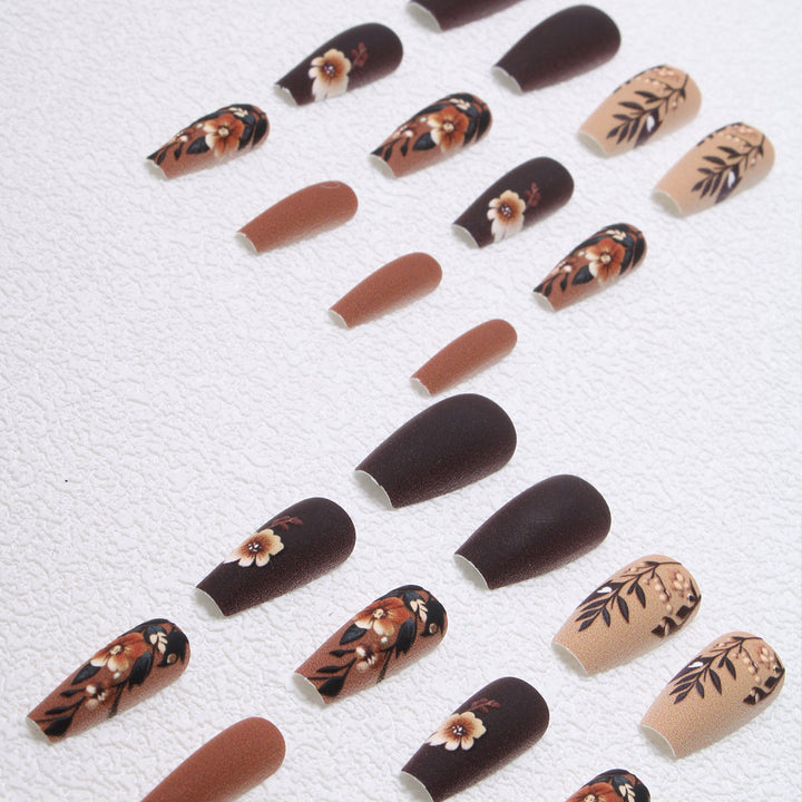 Elegant Floral Matte Press-On Nails Bowlift
