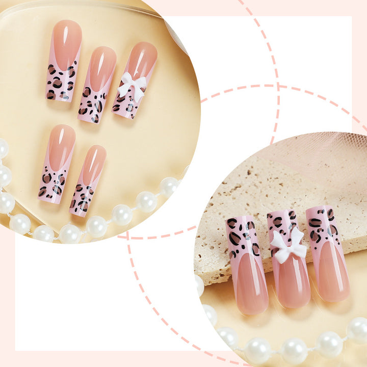 Artificial nail set with luxurious leopard patterns Bowlift