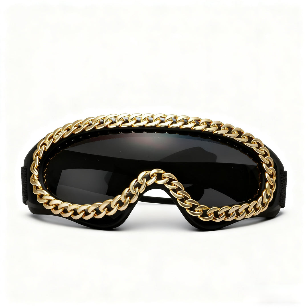 Women's fashionable sports sunglasses with golden chain decoration Bowlift