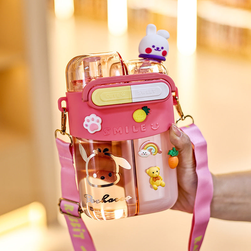 Women's water bottle with interactive design and practical shoulder carrying function Bowlift