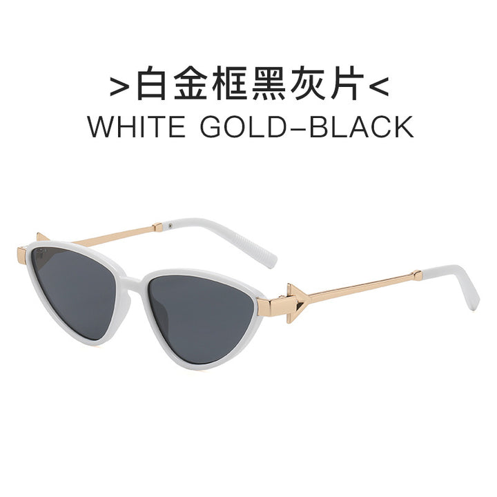 Ladies Cat-Eye Sunglasses with Stylish Metal Frame and UV Protection Bowlift